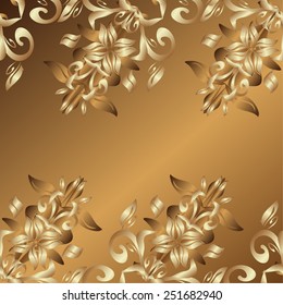 Pattern on gold background. Vector illustration