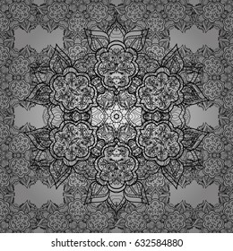Pattern on gray background. Vector dim mehndi seamless pattern. Ornamental floral elements with henna tattoo, dimen stickers, mehndi and yoga design, cards and prints.