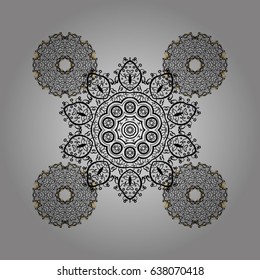 Pattern on gray and dim background with dim elements. Vector. Flat hand drawn vintage collection. Backdrop, fabric, dim wallpaper.
