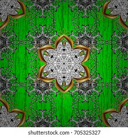 Pattern on green background with white elements. Vector white mehndi pattern. Ornamental floral elements with henna tattoo, stickers, mehndi and yoga design, cards and prints.