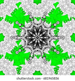 Pattern on green and white background with white elements. Classic vintage background. Traditional orient ornament. Classic vector white pattern.