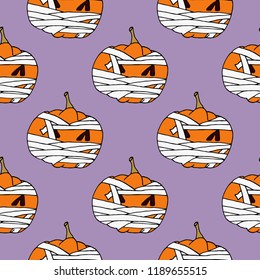 Pattern on a Halloween holiday. Seamless vector background with many scary items!