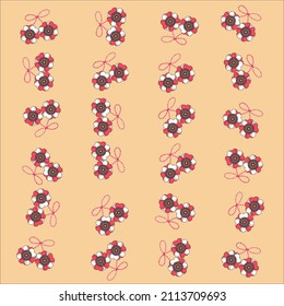 Pattern on the holiday of baba marta, pattern of red and white flowers