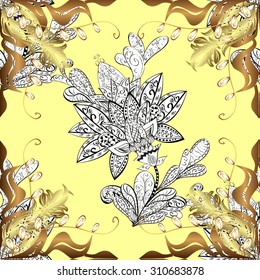 Pattern on light yellow background. Vector illustration