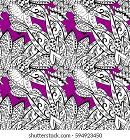 Pattern on magenta background with white elements. Seamless element woodcarving. Furniture in classic style. Luxury furniture. Patina. Magenta backdrop with white trim. Carving. Small depth of field.