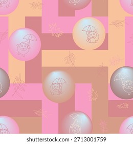 Un patrón en un fondo multicolor con contornos de animales dibujados en él