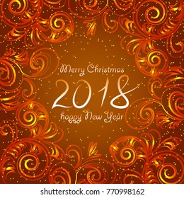 Pattern on orange background, new 2018 year