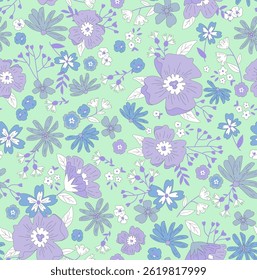 padrão em um fundo pastel com flores selvagens de diferentes tamanhos arte para tatuagem, tecidos, lembranças, embalagem, cartões de saudação e scrapbooking