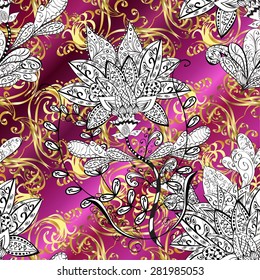 pattern on pink gradient background. Vector illustration.