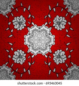 Pattern on red background with white elements. White pattern. Vector oriental ornament.