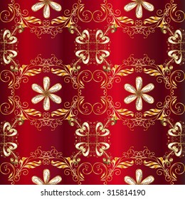 Pattern on red gradient background. Vector illustration.