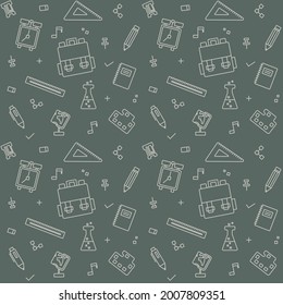 Pattern on school theme. Draw elements on the school board. Vector background.
