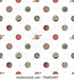 pattern on a space theme. It can be used for packaging, invitations, postcard holiday, fabrics and textiles, etc.