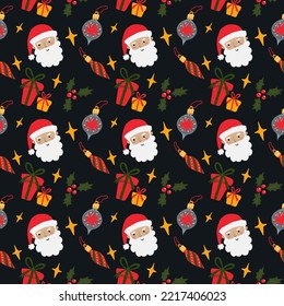 Pattern on the theme of Christmas with Santa Claus. Vector illustration