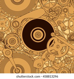 Pattern on the theme of the Clock. Gold mechanism on the black.
