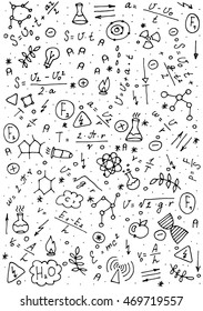 Pattern on the theme of learning with formulas and graphs. Vector Illustration. eps 10