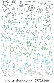 Pattern on the theme of learning with formulas and graphs. Vector Illustration. eps 10