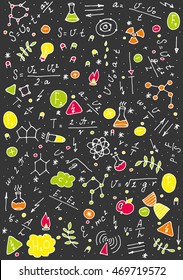 Pattern on the theme of learning with formulas and graphs. Vector Illustration. eps 10