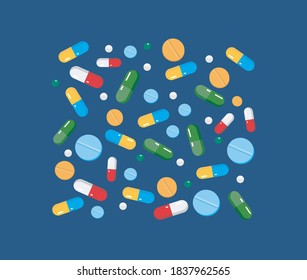Pattern on the theme of medicine, pills, drugs