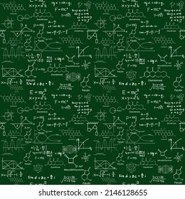 pattern on the theme of science and chemistry. Structural formulas of substances. Black outline on background. Vector illustration in sketch style. Vector illustration of Mathematics.