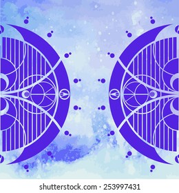 Pattern on watercolor background