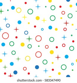 The pattern on a white background. Circles and stars. Vector illustration.