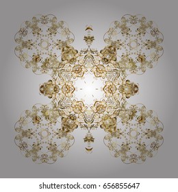 Pattern on white background. Design. Vector background for Christmas with decorative golden snowflakes.