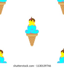 Pattern on a white background of ice cream. Vector illustration of ice cream.