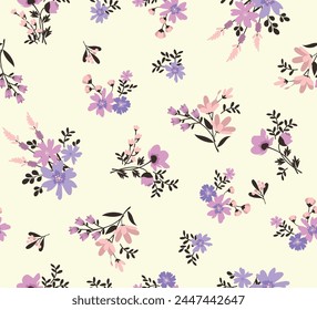 pattern on a white background with a  wild  flowers of different sizes artwork for tattoo, fabrics, souvenirs, packaging, greeting cards and scrapbooking