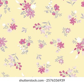 pattern on a white background with a  wild  flowers of different sizes artwork for tattoo, fabrics, souvenirs, packaging, greeting cards and scrapbooking