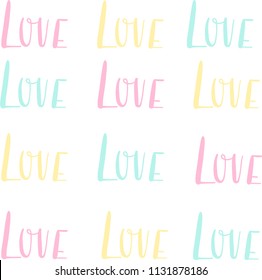 Pattern on a white background with the word love.