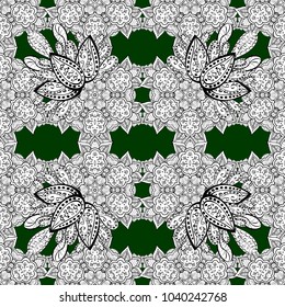 Pattern on white, black and blue colors. Vector colorful mehndi seamless pattern. Ornamental floral elements with henna tattoo, colorful stickers, mehndi and yoga design, cards and prints.