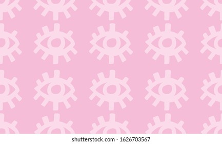 Pattern of open eyes on pink background. Cartoon seamless in pop style. Vector illustration