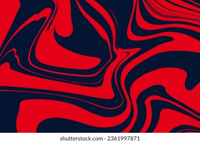 Pattern Optical Art with Twist Striped. Background Liquid Line in Black, Red Colors. Abstract Swirl Hypnotic in Retro 1970 Style for Banner, Poster, Cover. Vector illustration.