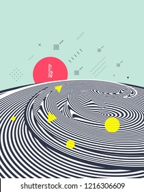 Pattern with optical illusion. Abstract 3D geometrical background. Asian vector illustration.