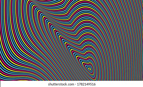 Padrão com ilusão ótica. Fundo listrado abstrato. Ilustração de vetor 3d. 