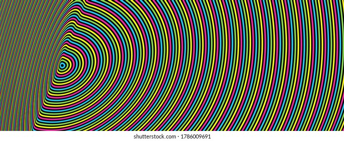 Pattern with optical illusion. Abstract striped background. 3d vector illustration. 