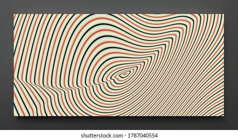 Pattern with optical illusion. Abstract striped background. 3d vector illustration. 