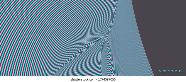 Pattern with optical illusion. Abstract striped background. 3d vector illustration. 