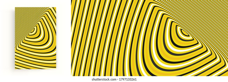 Pattern with optical illusion. Abstract striped background. 3d vector illustration. 