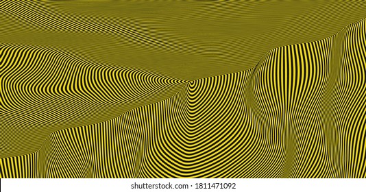 Pattern with optical illusion. Abstract striped background. 3d vector illustration. 