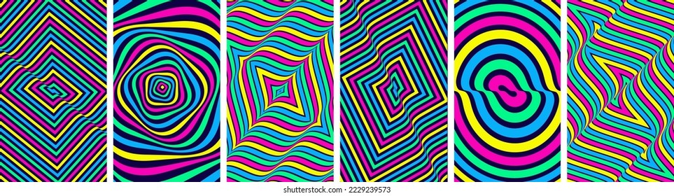 Pattern with optical illusion. Abstract striped background with ripple effect. 3d vector patter for brochure, annual report, magazine, poster, presentation, flyer or banner.