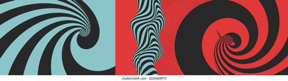 Pattern with optical illusion. Abstract striped background. Vector illustration. Design for banner, flyer, poster, cover or brochure.