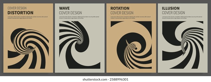 Pattern with optical illusion. Abstract striped background. Cover design template. 3D vector illustration for brochure, annual report, magazine, poster, presentation, flyer and banner.