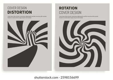Pattern with optical illusion. Abstract striped background. Cover design template. 3D vector illustration for brochure, annual report, magazine, poster, presentation, flyer and banner.