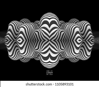 Pattern with optical illusion. Black and white background. Vector illustration. 