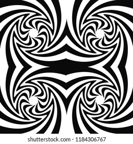 Pattern with optical illusion. Black and white design. Abstract striped background. Vector illustration. 