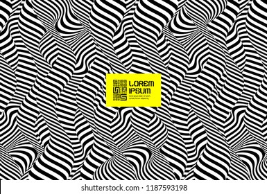 Pattern with optical illusion. Black and white design. Abstract striped background. Vector illustration. 