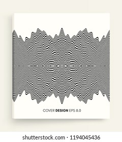 Pattern with optical illusion. Black and white background. Abstract vector illustration.