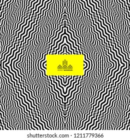 Patrón con ilusión óptica. Diseño en blanco y negro. Resumen de fondo rayado. Ilustración vectorial. 